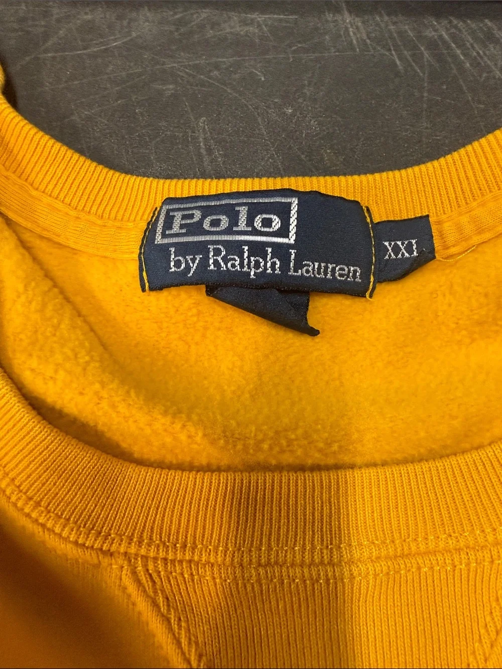 Polo by Ralph Lauren Men’s Bright Yellow Crewneck Sweatshirt - Picture 2 of 4